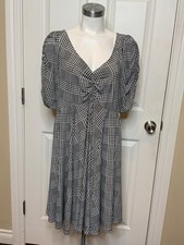 Torrid Black & White Houndstooth V-Neck Dress, Size 1 | 1X