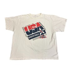 VTG 1996 DREAM TEAM USA BASKETBALL WHITE RED BLUE TEE SHIRT SZ XL OLYMPICS WN
