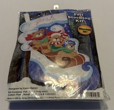 New Design Works Felt Stocking Kit Sledding Bears Christmas Holiday