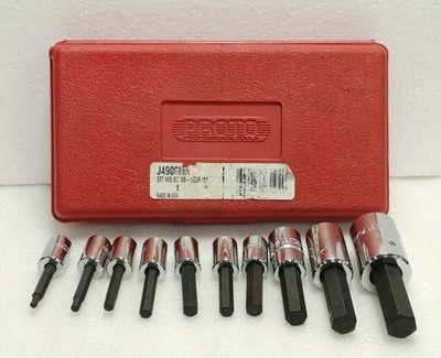 Proto J4900MA 10 PC Metrisch Sechskant Bit Sockel Set 3/8 & 1/2 Drive Profi