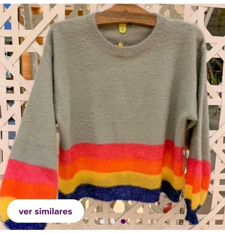 Suéter pequeño Farm Rio tricot colorido a rayas para mujer Foto 3 de 4
