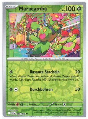 Maractus 008/086 Common Black Bolt Pokemon Reverse Holo Near Mint