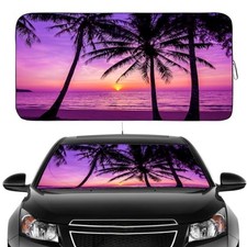 Windshield Sun Shade, Car Front Window Shades Cute Large Sunset Purple