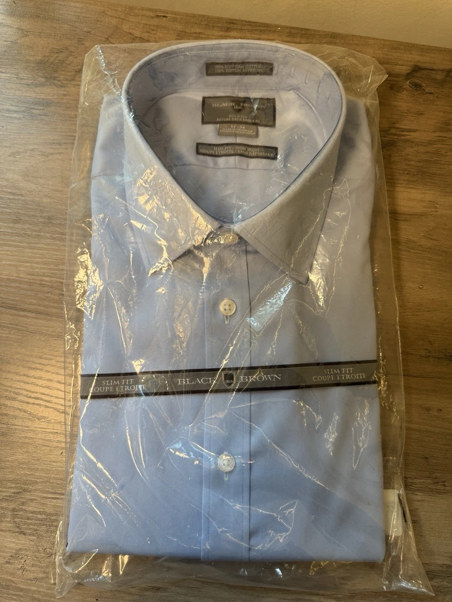 black brown 1826 slim fit dress shirt Men's Slim Fit Solid Color Dress Shirt (Brown), Brown / X-Large/17-17.5 Neck/36-37 Sleeve main image 1