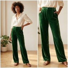Reformation Wes Velvet Wide-Leg Pants in Green size 0 Petite
