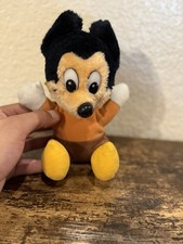 Vintage Mickey Mouse Christmas Carol Plush Doll Holiday Stuffed Toy Disney 8"