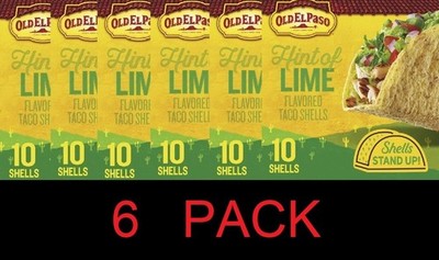 Old El Paso HINT OF LIME 10 Crunchy Taco Shells 5.4 oz Box - 6 PACK