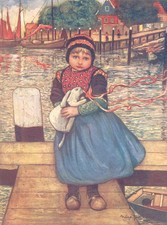 NETHERLANDS. Overijssel. A girl with a rabbit; Urk island 1904 old print