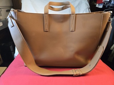 CALPAK Tan Tote Bag Zip Closure Zipper Accents Detachable  display picture 1