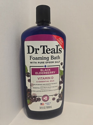Dr Teal's Black Elderberry Essential Oils Foam Bath Pure Epsom Salt 34 Oz