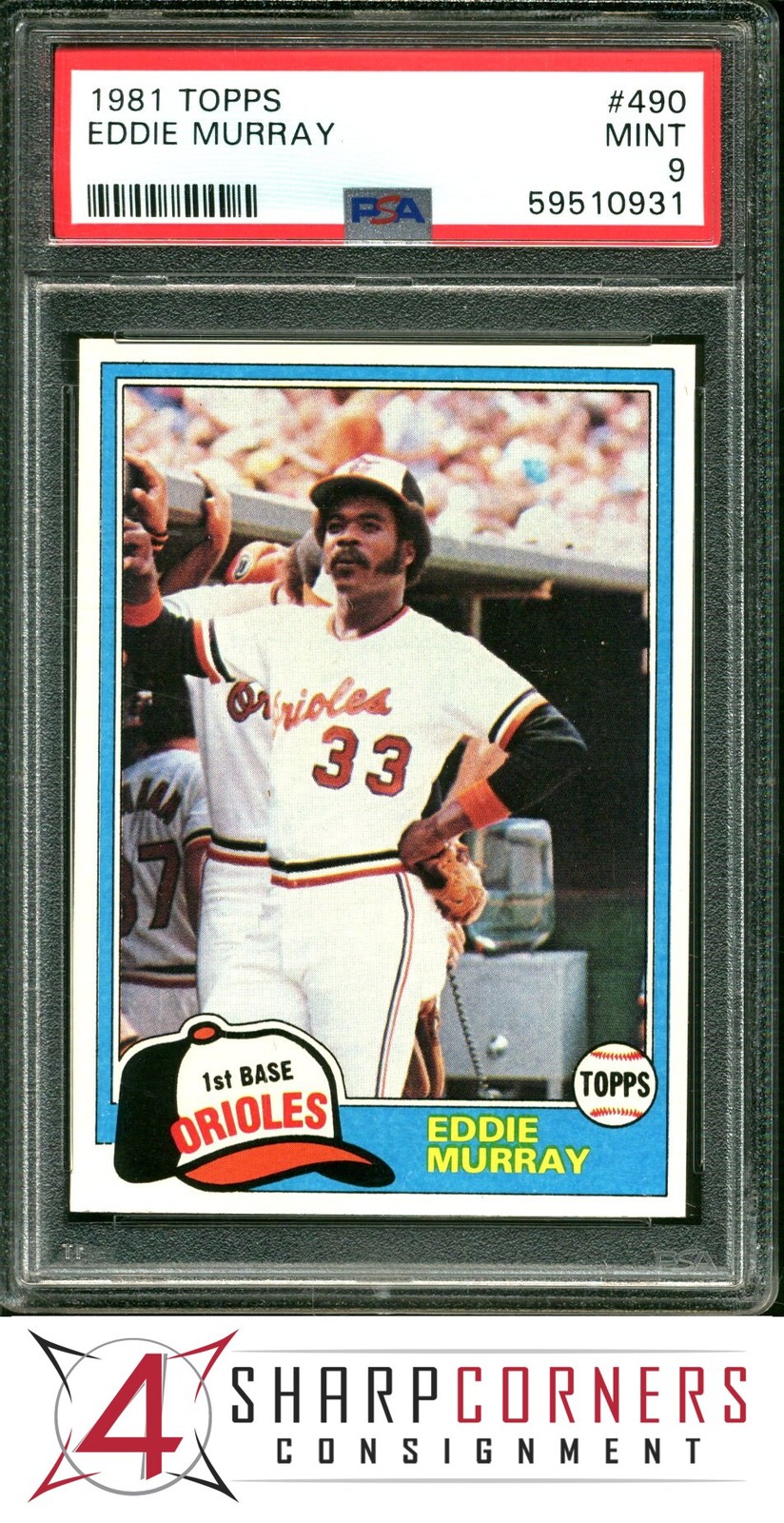 1981 TOPPS #490 EDDIE MURRAY ORIOLES HOF PSA 9