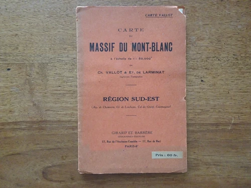 MAP OF THE MASSIF DU MONT-BLANC Vallot, Southeast Region, 1939
