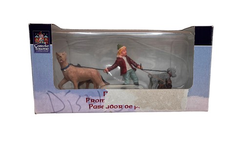 Lemax Carole Towne 2007 Christmas Village Dog Walker Figurine Walking 4 Dogs - Picture 2 of 6