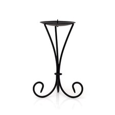 Tall Black Metal Scroll Candle Holder | Pillar Candle Holder Candlestick - 21cm