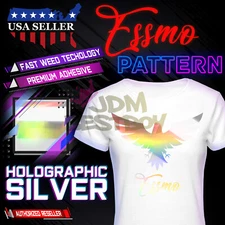 Essmo Holographic Silver Pattern Heat Transfer Vinyl HTV T-Shirt Iron Press SP16