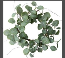 Eucalyptus Leaves Wreath Metal Polyester Fabric Paper Round Green Wreath