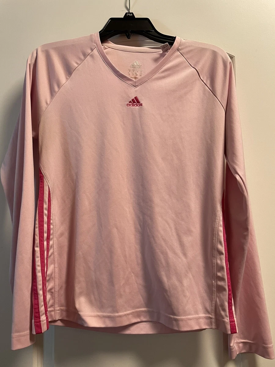 Adidas Pink Striped long sleeve Athletic shirt Women's Med- preowned