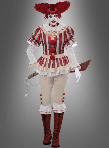 Böser Clown Damenkostüm Halloween Verkleidung gruseliges Karneval Outfit