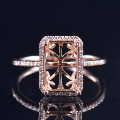 Custom Emerald Cut 10x8MM Natural Diamond Vintage Ring
