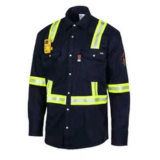 Proactive FR Flame Resistant Hi Vis Shirt -NAVY (SHIPS TODAY)