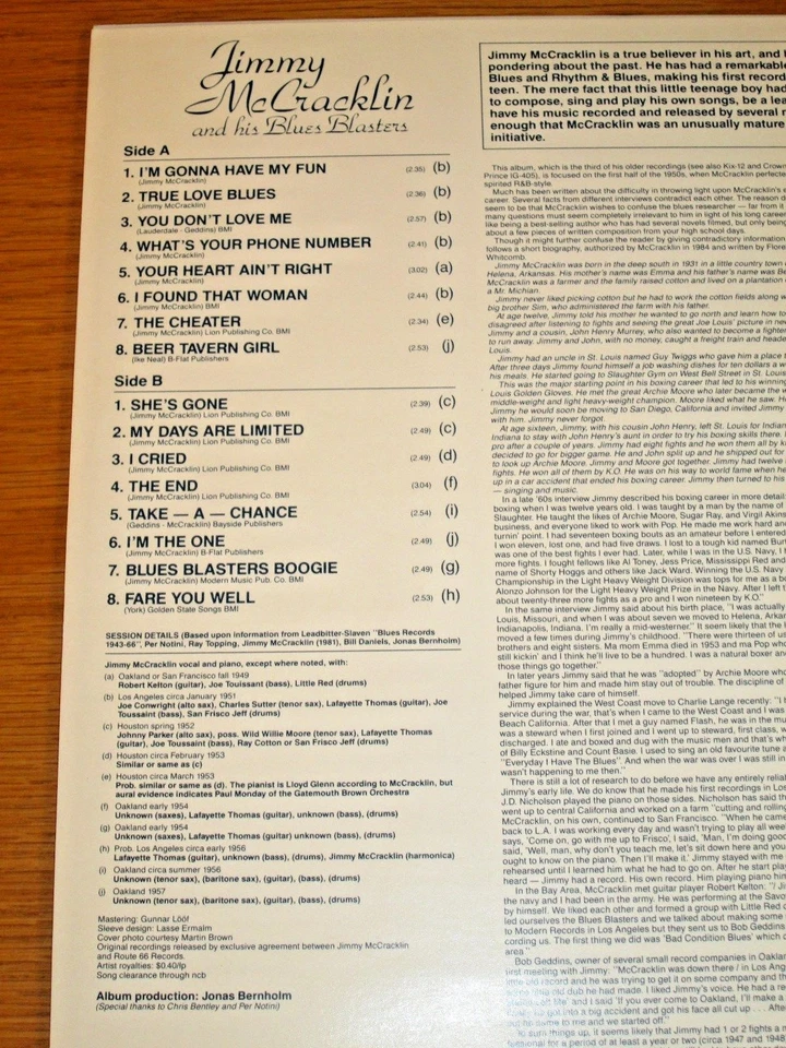 IMPORT BLUES LP - JIMMY McCRACKLIN - ROUTE 66 KIX-29 - "I'M GONNA HAVE MY FUN"  - Image 3 of 3