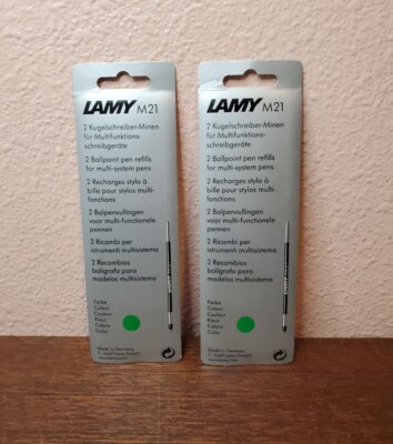 2 Packs - Lamy M21 Ballpoint Multi System Pen Refills Green Ink 4 Refills Total