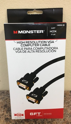Monster 140050-00 Just Hook It Up High Resolution VGA Computer Cable 6 ft.