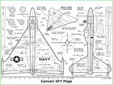 Model Airplane Plans (UC): Convair XFY Pogo 13¼" Wingspan VTO Delta for ½A Eng.