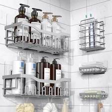 EUDELE Shower Caddy 5 PackAdhesive Shower Organizer for Bathroom Storage&Home...