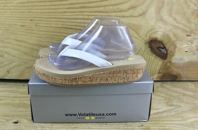 Volatile Sandals Womens 10 White Leather Snake Platform Thong Neville Shoes New