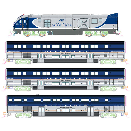 LOCO Y 3 COCHES KATO 1069001 ESCALA N Amtrak SC-44 2122 y Amtrak Pacific Surfliner | Condition: New