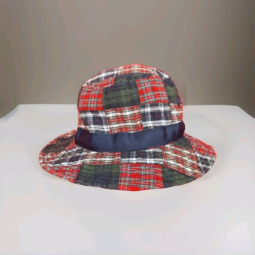 Tommy Hilfiger Quilted Bucket Hat Youth Kids Large/Xtra Large Plaid Navy Red - Picture 3 of 8