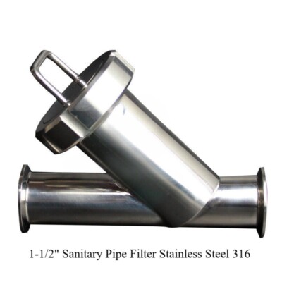 Inline Y Strainer Filter 100Mesh 1-1/2'' Sanitary Pipe Filter Stainless Steel 316
