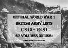 WORLD WAR 1 BRITISH ARMY LISTS ON USB - WW1 MEDAL RESEARCH MILITARY HISTORY