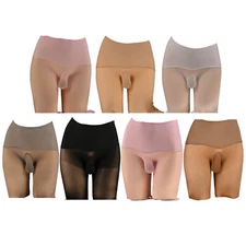 Men's Long Johns Silky Pantyhose Erotic Underpants Crossdressing Sleepwear Mesh