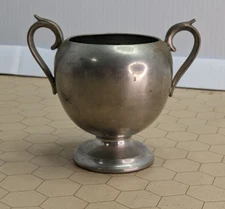 Pewter Double Handled Sugar Bowl Silvercraft Pewter 2859 - 3.75" Tall