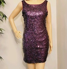 Forever 21 Purple Sequins Stretch Mini Party Dress Size M