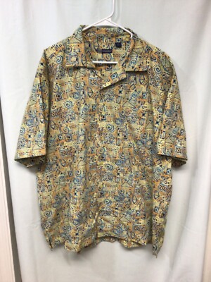 Blue Generation Geometric Pattern 2XL Cotton Blend Island Style Shirt B10
