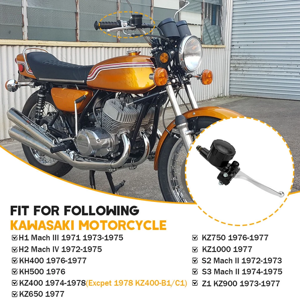 Cilindro maestro de freno delantero 5/8 diámetro para Kawasaki H1 H2 Z1 S2 S3 KH400/500 KZ650 Foto 3 de 4