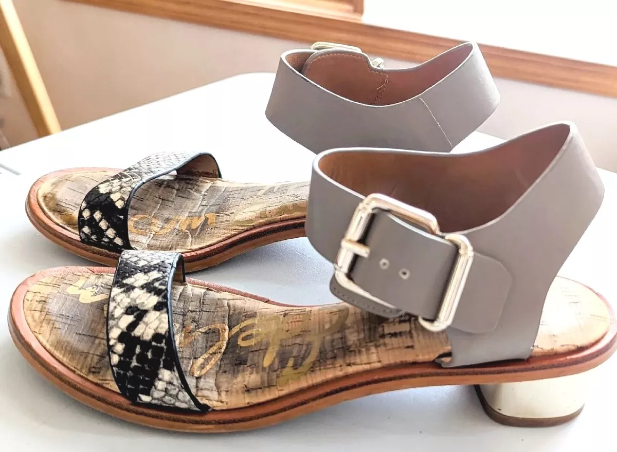 Sam Edelman Trixie Snakeskin Ankle Strap Heel Sandals Size 7 EUC