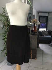 Jupe portefeuille BRIEFING taille 38 daim cuir marron velours de chèvre bon état