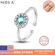 MULA 925 Sterling Silver Finger Open Ring Blue Zircon Flower For Women Jewelry