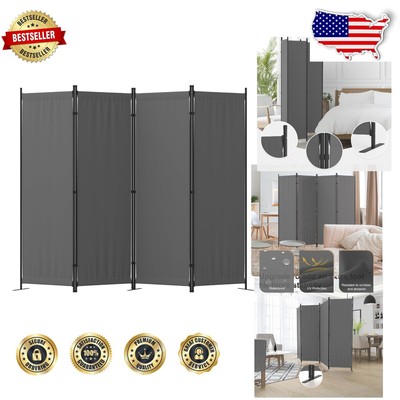 88  4-Panel Grey Room Divider - Portable Folding Privacy Screen for Offices