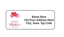 30 HAPPY VALENTINES DAY PERSONALIZED RETURN ADDRESS LABELS 1 in X 2.625 in