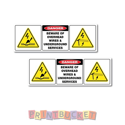 Underground Work Sticker Overhead wires underground services sticker 150mm 2 pack waterproof ...