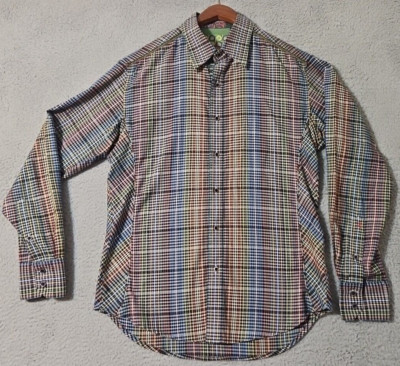 Robert Graham Shirt Men's Medium Multi Color Long Sleeve Plaid Button Down