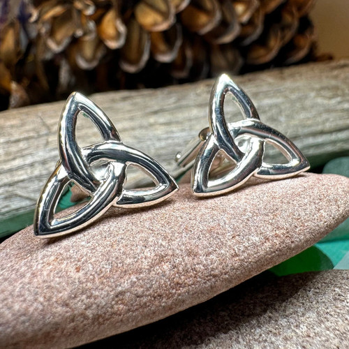 Trinity Knot Cuff Links Sterling Silver Celtic Irish Scottish Mens Gift 925 - Picture 9 of 10