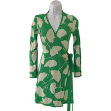 Diane Von Furstenberg DVF Target Womens XXS Ginkgo Kelly Green Wrap Dress Tunic