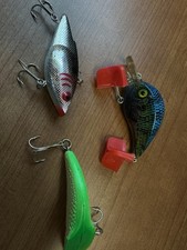3 Lures Used Good Shape Heddon He’d Hunter, Rebel Rocket, Luhr Jensen Fire Plug