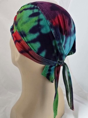 Tie Dye Bandana Dorag Cap Soft Chemo Head Scarf  Stretch Colorful Biker Flydanna
